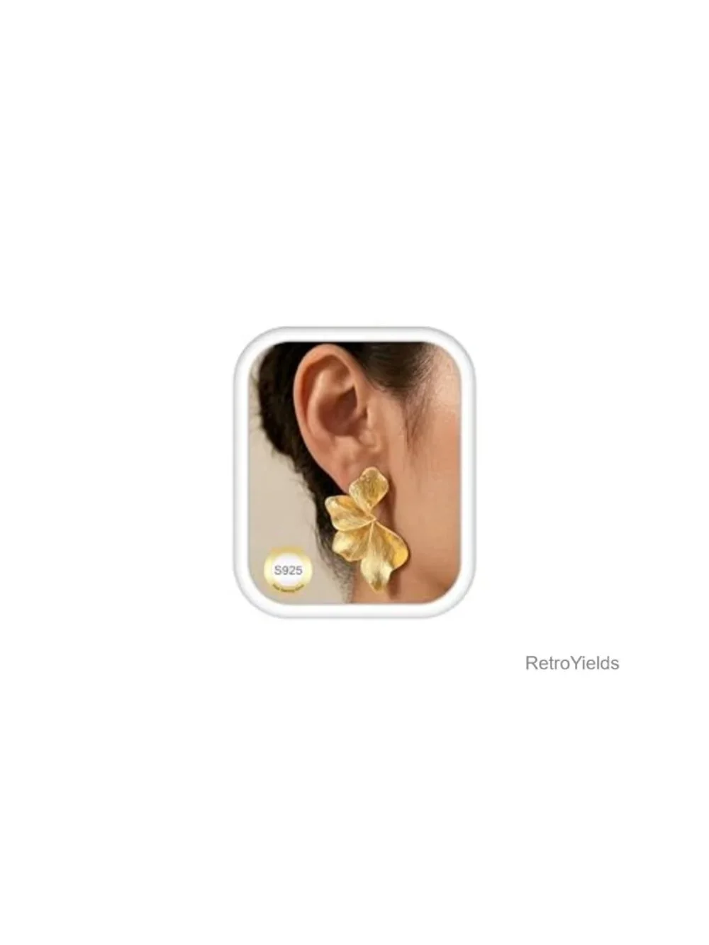 925 Sterling Silver 14K Gold Plated Dangle Flower Earrings Statement